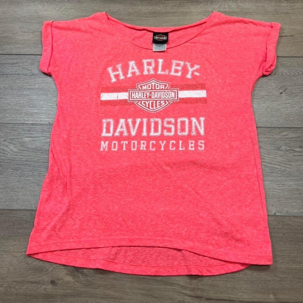 Harley-Davidson Graphic Tee Womens Medium Neon Pink Panama City Beach Florida